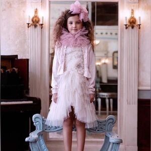 TuTu Du Monde Briolette Tutu Tulle Rhinestone Pearl Ruffled Dress 10-11 yrs TDM